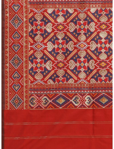 Kapaaha Heritage Patola Saree Maroon And Navy 